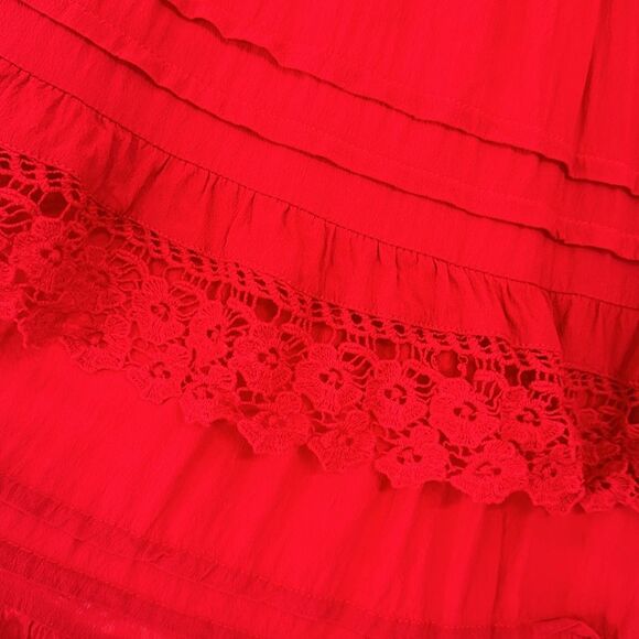 Muche & Muchette Women’s Red Ruffle twirl swing Dress One Size - Picture 5 of 16